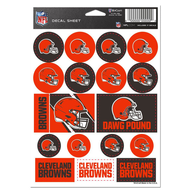 Lámina de calcomanías de vinilo de 5 x 7 de los Cleveland Browns