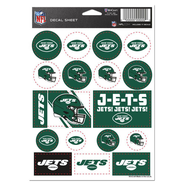 Hoja de calcomanías de vinilo de 5 x 7 de los New York Jets