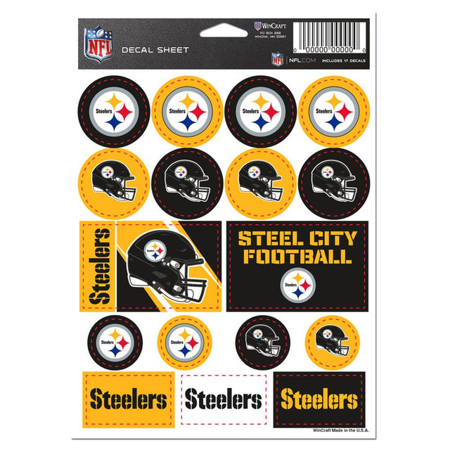 Hoja de calcomanías de vinilo de 5 x 7 de los Pittsburgh Steelers