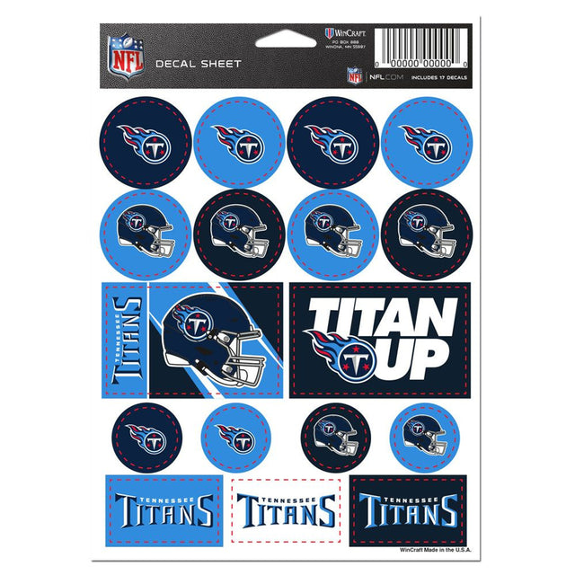 Hoja de calcomanías de vinilo de 5 x 7 de los Tennessee Titans