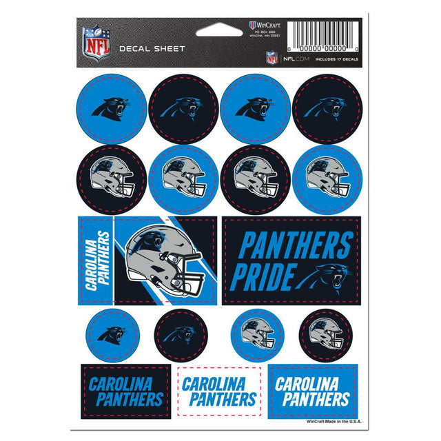 Hoja de calcomanías de vinilo de 5 x 7 de los Carolina Panthers