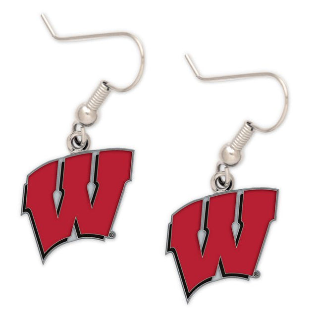 Tarjeta de joyería con aretes de los Wisconsin Badgers