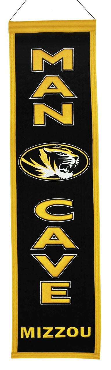 Bandera de los Missouri Tigers de 8 x 32 pulgadas, de lana, para hombre de las cavernas