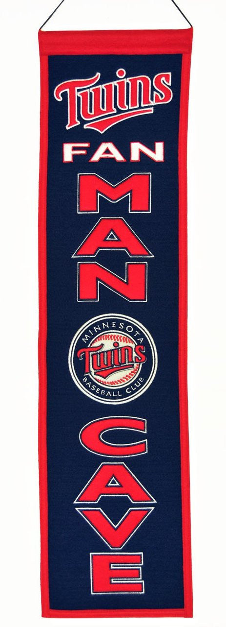 Pancarta de los Minnesota Twins de 8 x 32 pulgadas de lana para la cueva del hombre