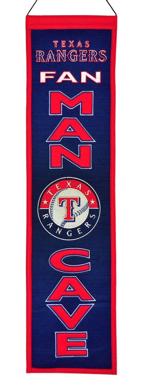 Estandarte de los Texas Rangers de 8 x 32 pulgadas para hombre de lana