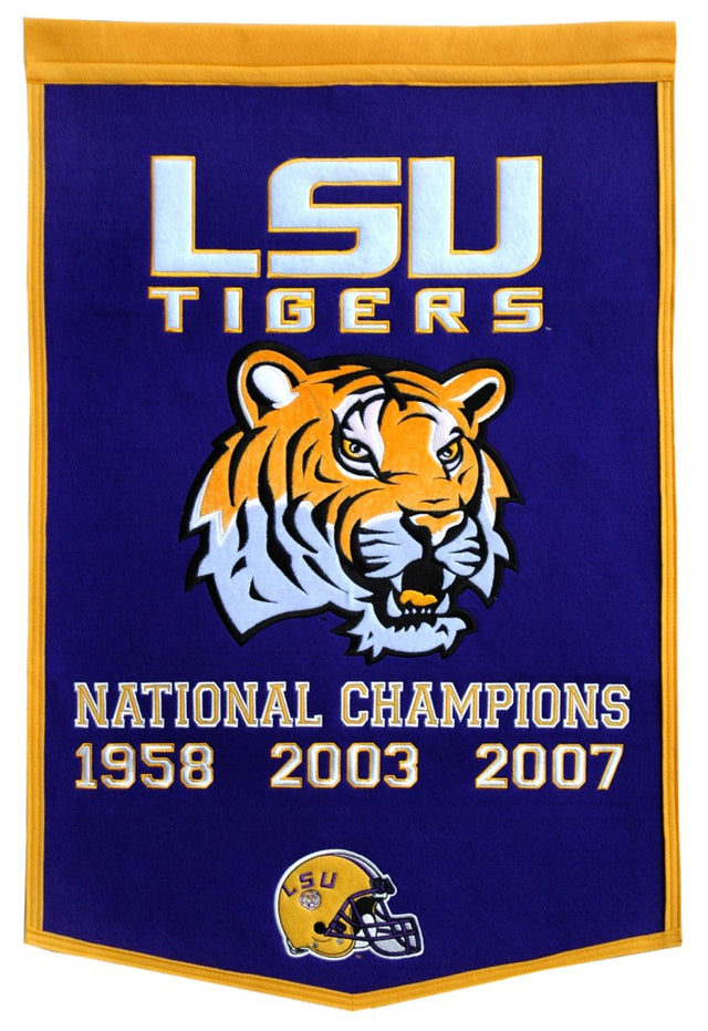 LSU Tigers Banner 24x36 Wool Dynasty 2007 Champ