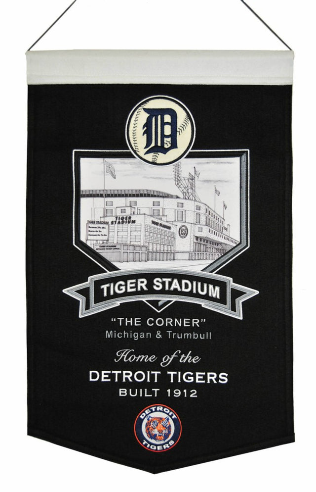 Bandera de los Tigres de Detroit de 15 x 24 pulgadas de lana para estadio Tiger Stadium