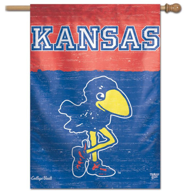 Bandera vertical VAULT de los Kansas Jayhawks/College Vault de 28" x 40"