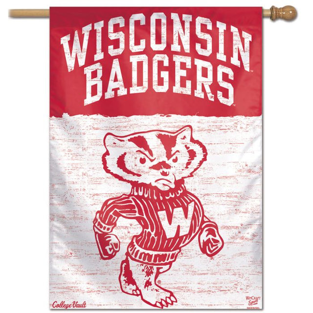 Wisconsin Badgers / Bandera universitaria vertical vintage de 28" x 40"