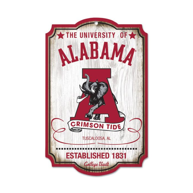 Letrero de madera de Alabama Crimson Tide/College Vault de 11" x 17", 1/4" de grosor