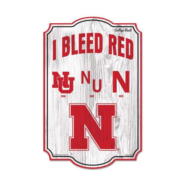 Letrero de madera de Nebraska Cornhuskers/College Vault de 11" x 17", 1/4" de grosor