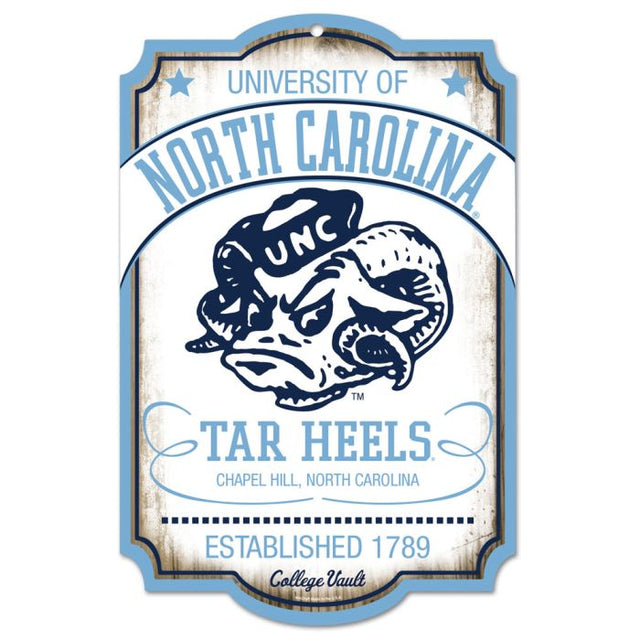 Letrero de madera de North Carolina Tar Heels/College Vault, 11" x 17", 1/4" de grosor