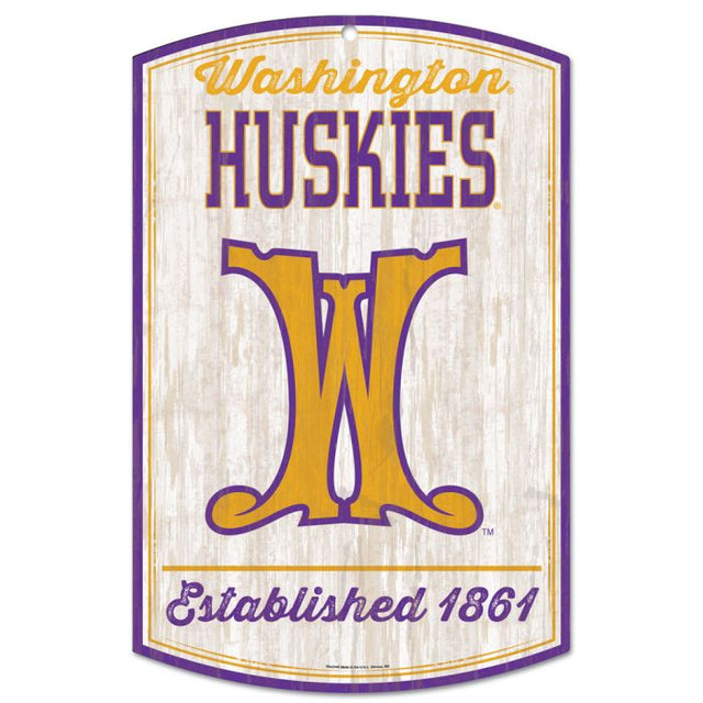 Letrero de madera de Washington Huskies/College Vault de 11" x 17", 1/4" de grosor