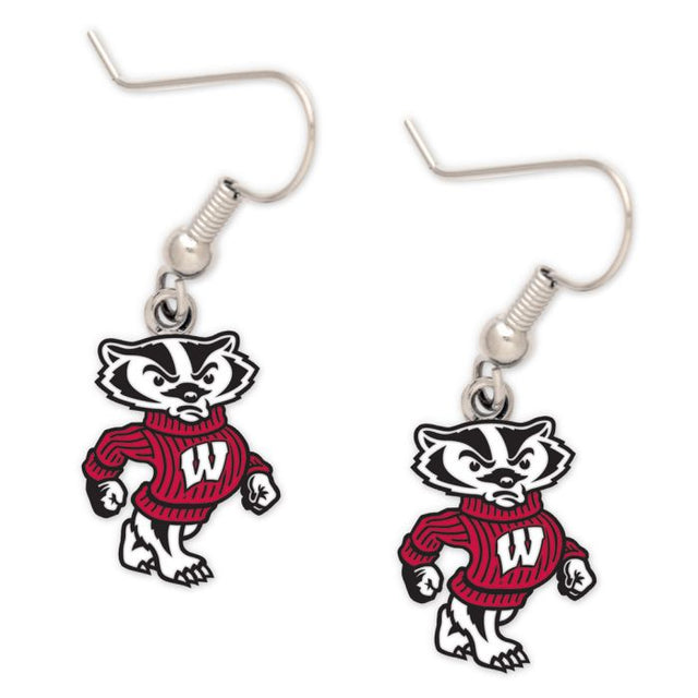 Tarjeta de joyería con aretes de Wisconsin Badgers