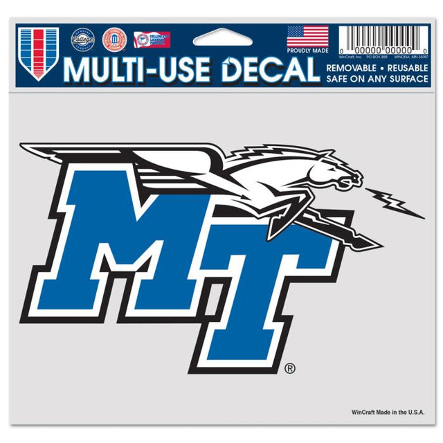 Middle Tennessee State Blue Raiders Multi-Use Decal -Clear Bckrgd 5" x 6"