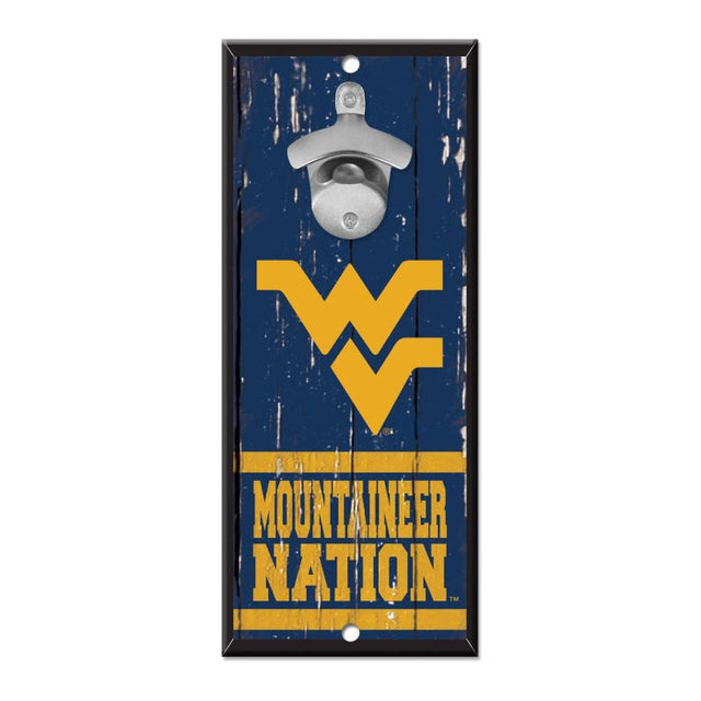 West Virginia Mountaineers Bottle Opener Sign 5x11