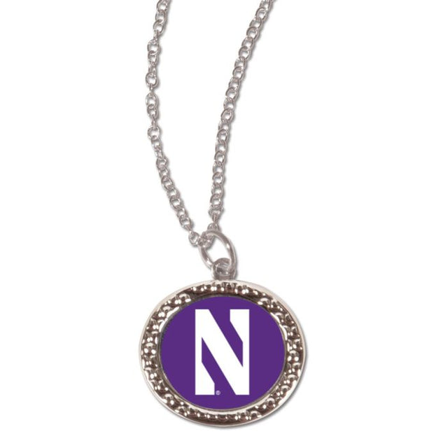 Collar de los Northwestern Wildcats con dije en forma de tarjeta de joyería