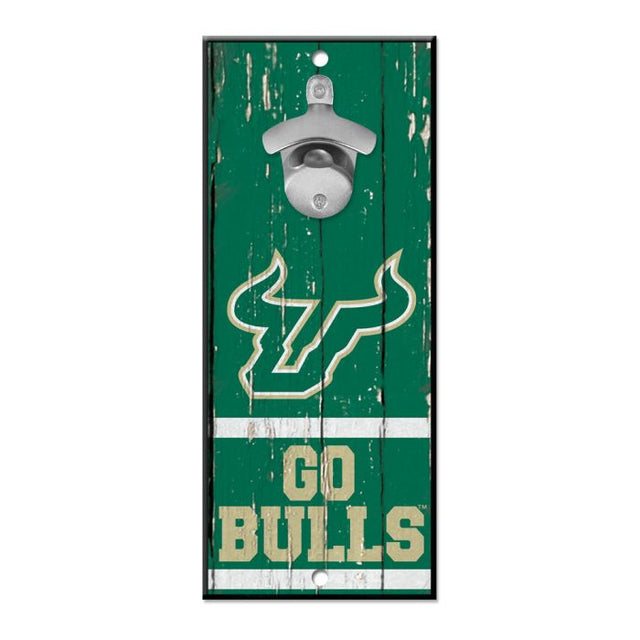 Letrero con abrebotellas de los South Florida Bulls de 5 x 11 pulgadas