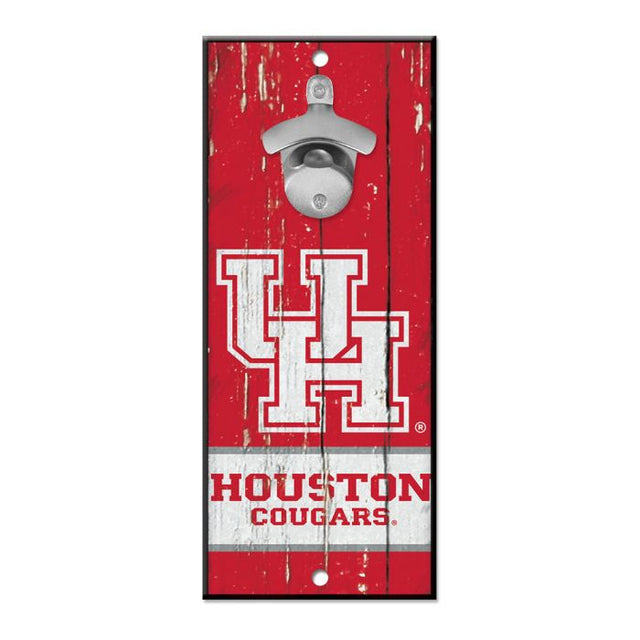 Houston Cougars Bottle Opener Sign 5x11