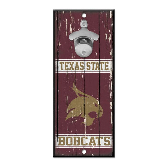 Texas State Bobcats Bottle Opener Sign 5x11