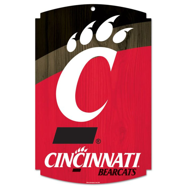 Letrero de madera de Cincinnati Bearcats de 11" x 17" y 1/4" de grosor