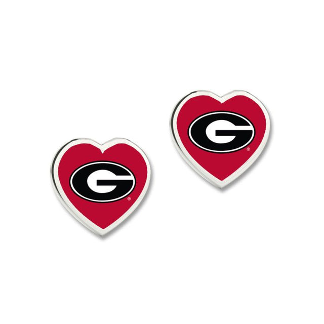 Georgia Bulldogs Earrings w/3D Heart