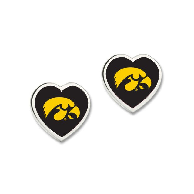 Pendientes de Iowa Hawkeyes con corazón en 3D