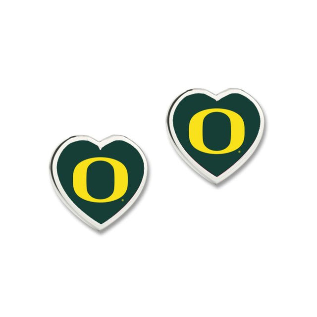 Oregon Ducks Earrings w/3D Heart