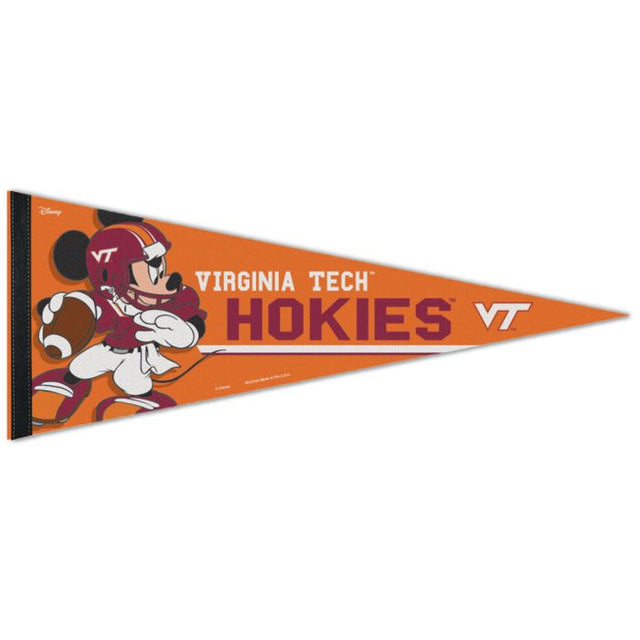 Banderín premium de Virginia Tech Hokies / Disney MICKEY MOUSE FOOTBALL de 12" x 30"