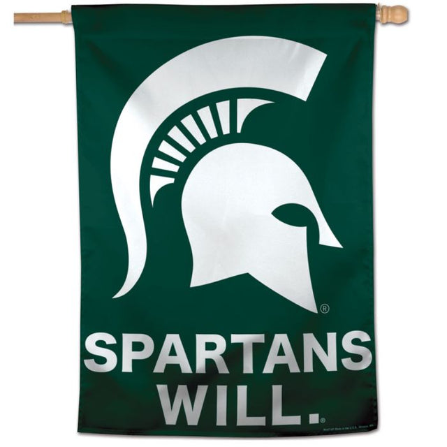 Michigan State Spartans SPARTANS WILL Vertical Flag 28" x 40"