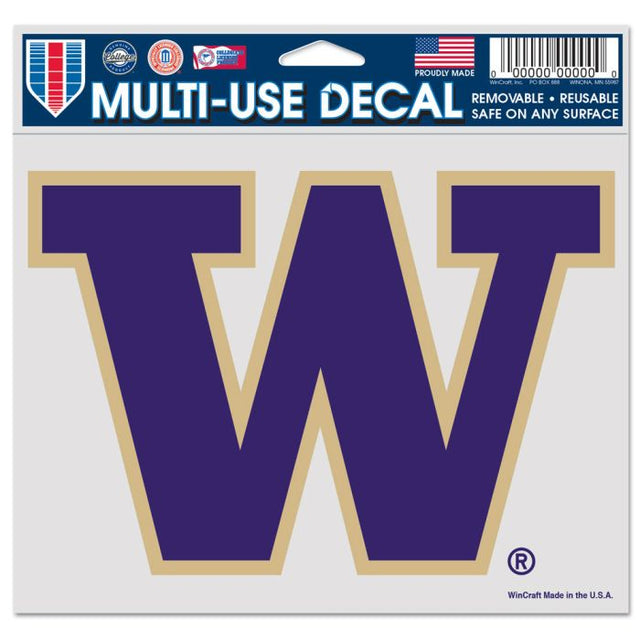 Washington Huskies Multi-Use Decal -Clear Bckrgd 5" x 6"