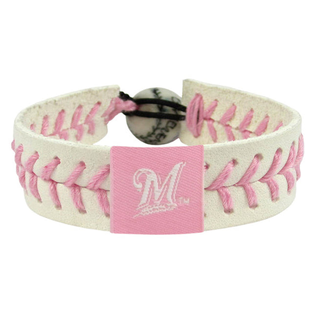 Pulsera de béisbol de los Milwaukee Brewers, color rosa CO