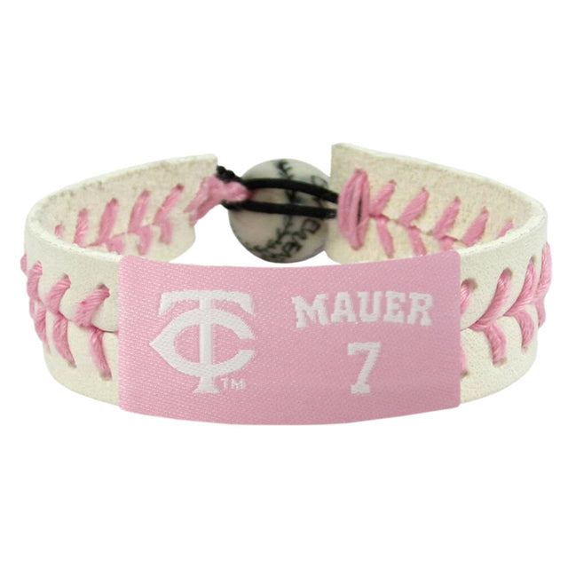 Pulsera de béisbol rosa de los Minnesota Twins Joe Mauer CO