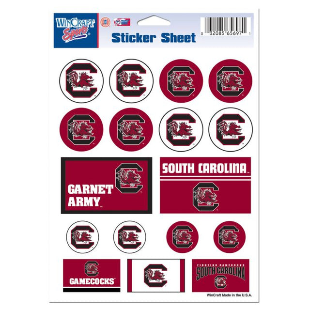 South Carolina Gamecocks Vinyl Sticker Sheet 5" x 7"