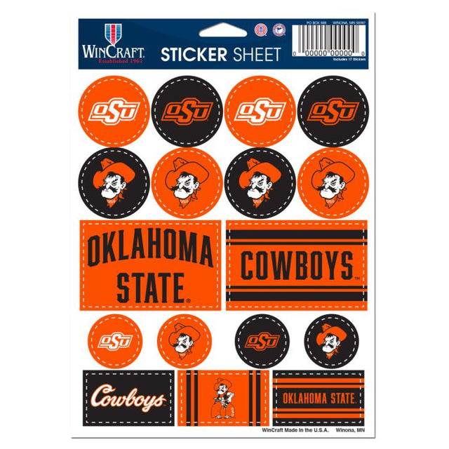 Hoja de calcomanías de vinilo de los Oklahoma State Cowboys de 5" x 7"