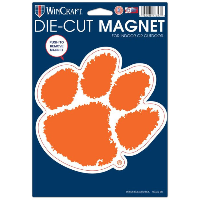 Imán troquelado con el logotipo de los Clemson Tigers, 6,25" x 9"