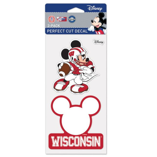 Juego de dos calcomanías de Wisconsin Badgers / Disney Perfect Cut de 4" x 4"