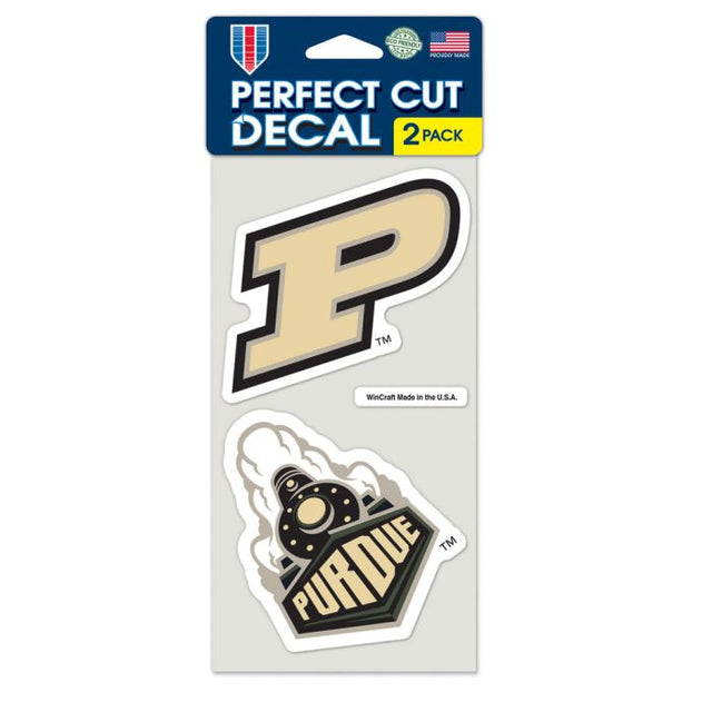 Juego de dos calcomanías de corte perfecto de Purdue Boilermakers de 4" x 4"