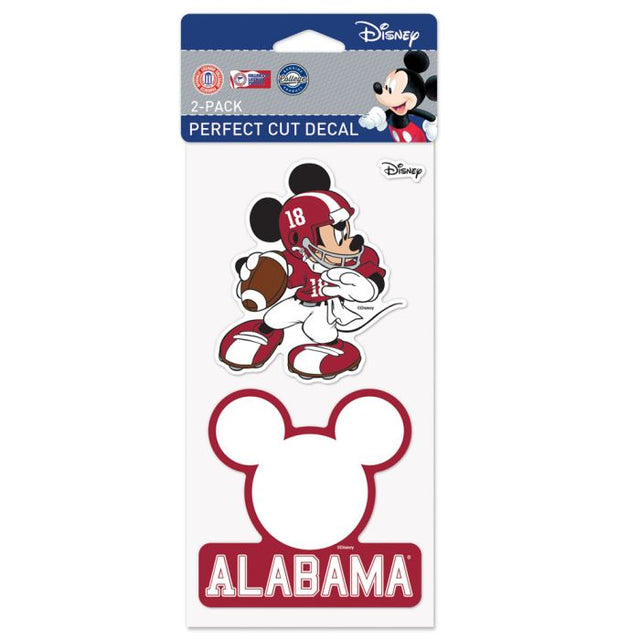 Alabama Crimson Tide / Disney MICKEY MOUSE FOOTBALL Juego de calcomanías de corte perfecto de dos de 4" x 4"