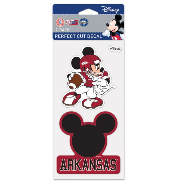 Juego de dos calcomanías de Disney Perfect Cut de Arkansas Razorbacks, 4 x 4 pulgadas