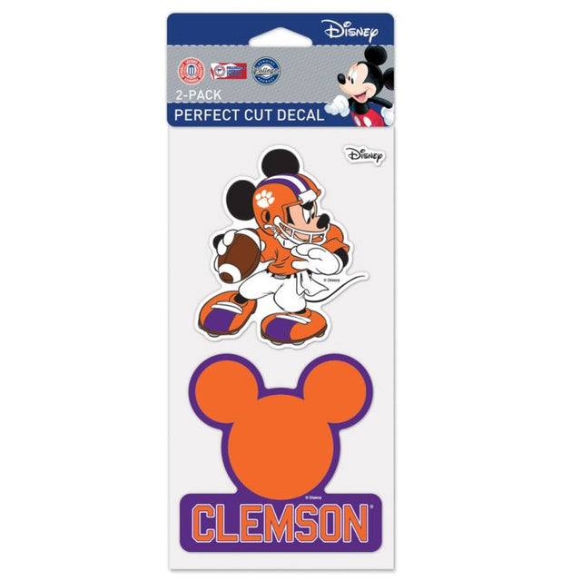 Juego de dos calcomanías de Disney Perfect Cut de Clemson Tigers de 4 x 4 pulgadas