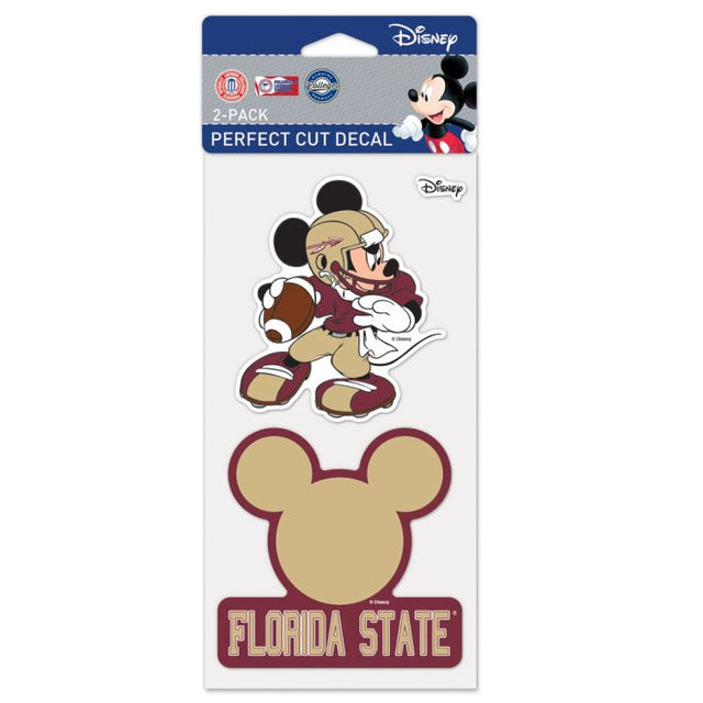 Juego de dos calcomanías de Disney Perfect Cut de los Florida State Seminoles, 4 x 4 pulgadas