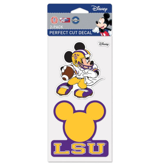 Juego de dos calcomanías de Disney Perfect Cut de LSU Tigers de 4" x 4"