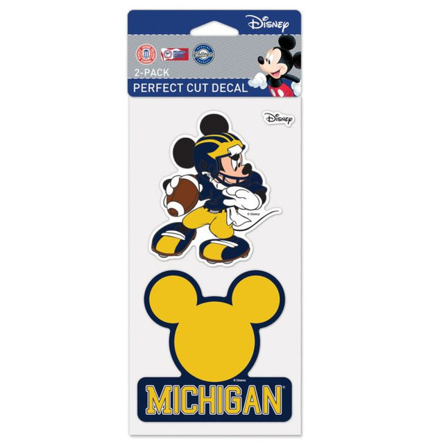 Juego de dos calcomanías de corte perfecto de Disney de Michigan Wolverines, 4 x 4 pulgadas