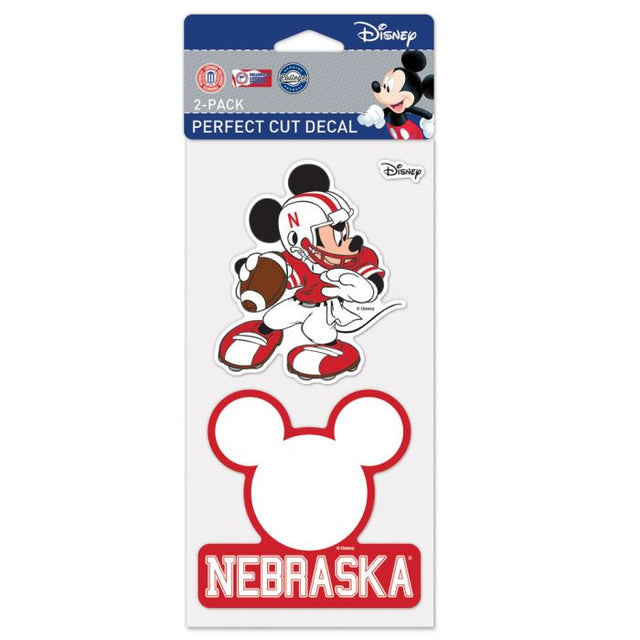 Juego de dos calcomanías de Disney Perfect Cut de Nebraska Cornhuskers de 4 x 4 pulgadas