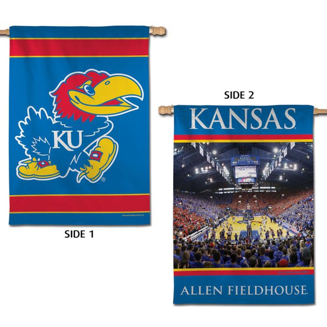 Bandera vertical ALLEN FIELDHOUSE de los Kansas Jayhawks, de 2 lados, 28" x 40"