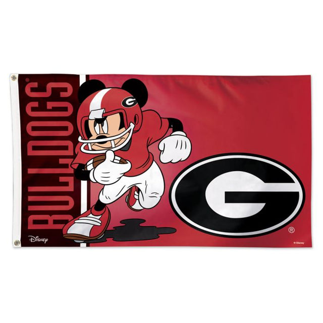 Bandera de fútbol de Mickey Mouse de Georgia Bulldogs / Disney - Deluxe 3' X 5'