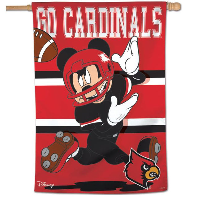 Bandera vertical de los Cardenales de Louisville y Disney de 28" x 40"