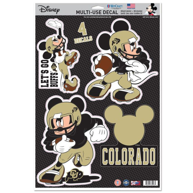 Calcomanía multiusos de fútbol americano de Mickey Mouse de Disney y Colorado Buffaloes, 11" x 17"