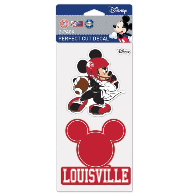 Juego de dos calcomanías de corte perfecto de los Louisville Cardinals/Disney de 4" x 4"